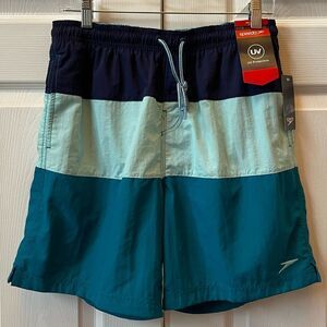 SPEEDO VOLLEY SWIM TRUNK IN BLUE AND GREEN SIZE MEDIUM
